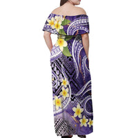 Polynesian Tribal Tattoo Off Shoulder Maxi Dress Plumeria Purple Marble Pattern LT9 - Polynesian Pride