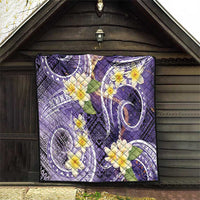 Polynesian Tribal Tattoo Quilt Plumeria Purple Marble Pattern
