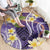 Polynesian Tribal Tattoo Round Carpet Plumeria Purple Marble Pattern