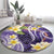 Polynesian Tribal Tattoo Round Carpet Plumeria Purple Marble Pattern