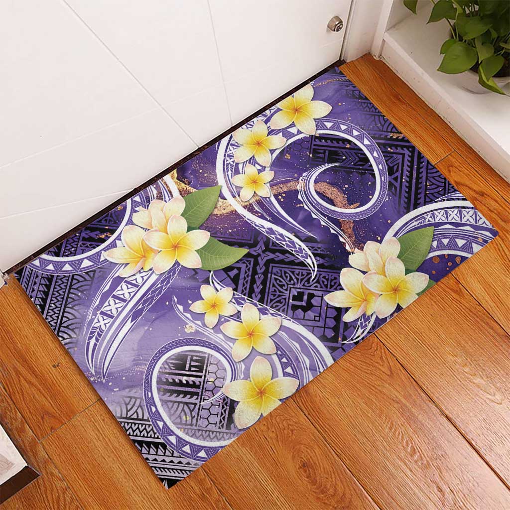 Polynesian Tribal Tattoo Rubber Doormat Plumeria Purple Marble Pattern LT9 - Polynesian Pride