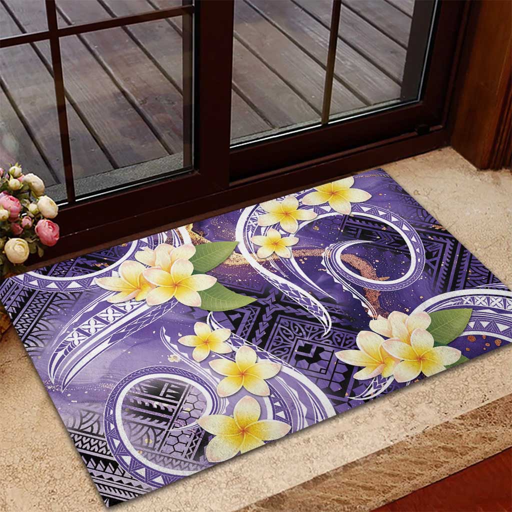 Polynesian Tribal Tattoo Rubber Doormat Plumeria Purple Marble Pattern LT9 - Polynesian Pride