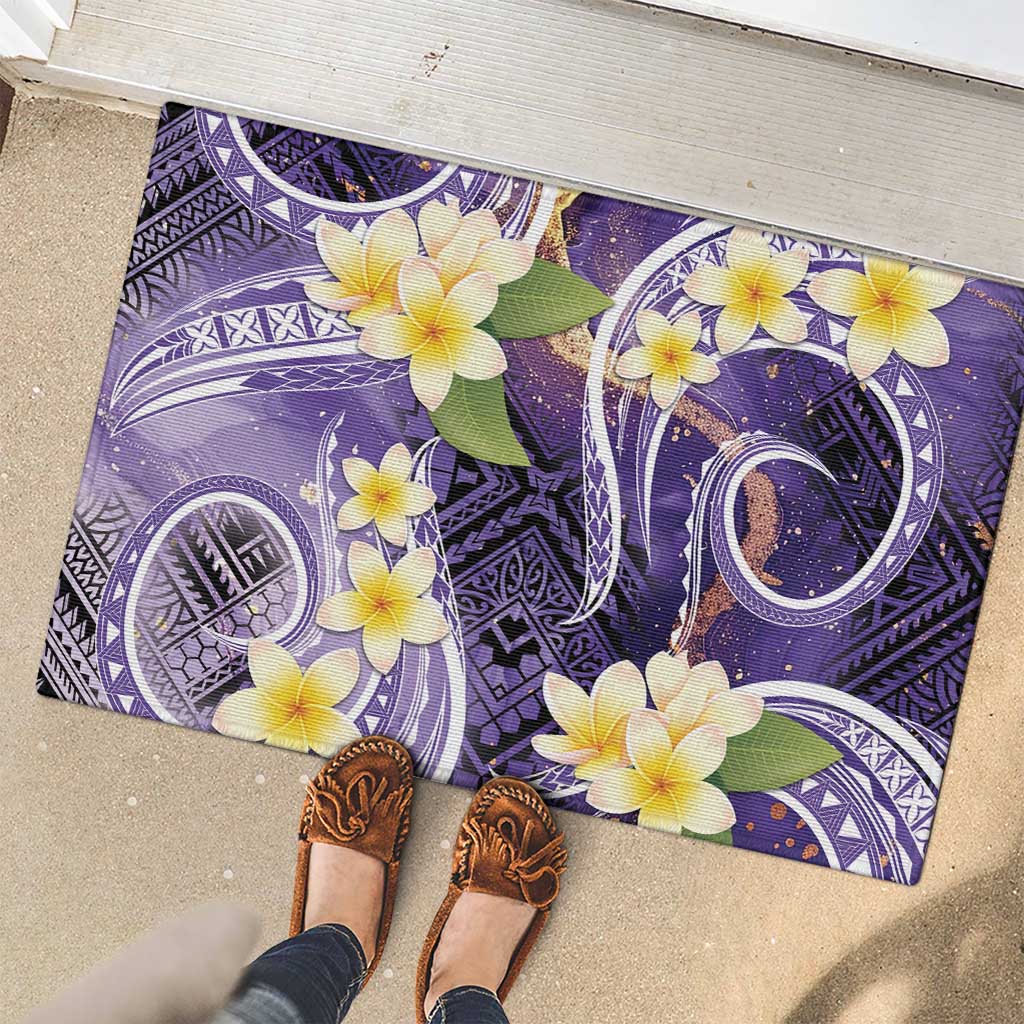 Polynesian Tribal Tattoo Rubber Doormat Plumeria Purple Marble Pattern LT9 - Polynesian Pride