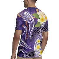 Polynesian Tribal Tattoo Rugby Jersey Plumeria Purple Marble Pattern