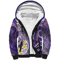 Polynesian Tribal Tattoo Sherpa Hoodie Plumeria Purple Marble Pattern LT9 Unisex Purple - Polynesian Pride