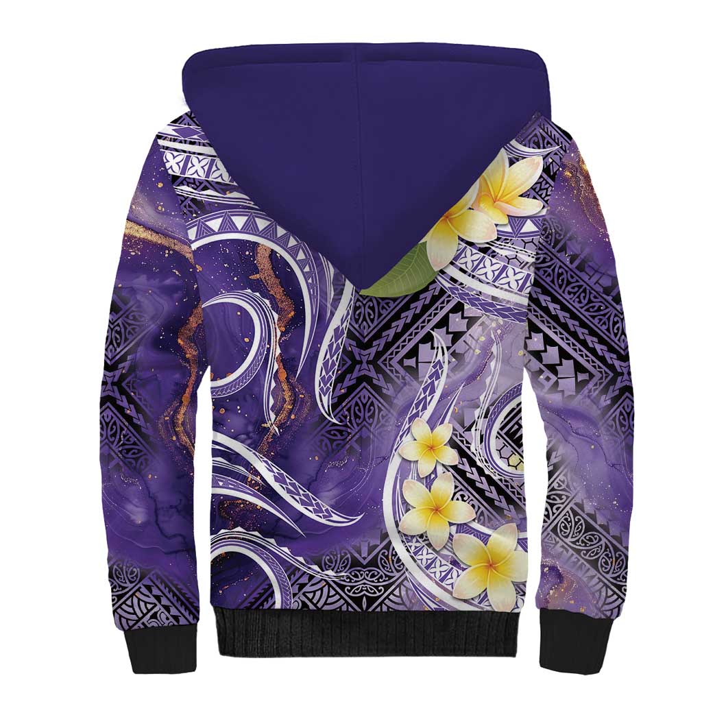 Polynesian Tribal Tattoo Sherpa Hoodie Plumeria Purple Marble Pattern LT9 - Polynesian Pride