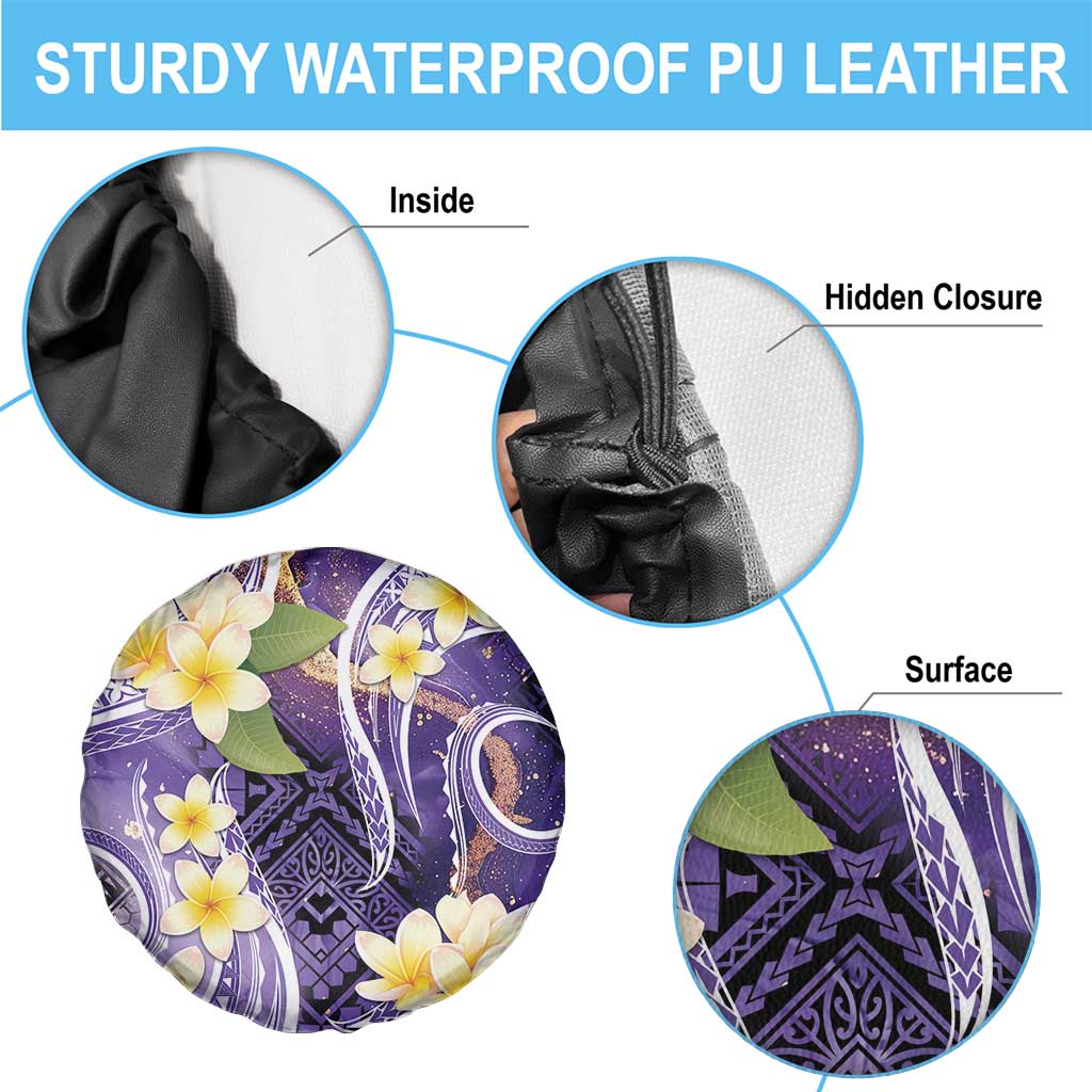 Polynesian Tribal Tattoo Spare Tire Cover Plumeria Purple Marble Pattern LT9 - Polynesian Pride