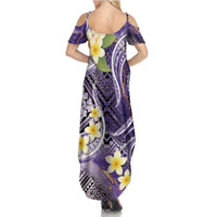 Polynesian Tribal Tattoo Summer Maxi Dress Plumeria Purple Marble Pattern LT9 - Polynesian Pride