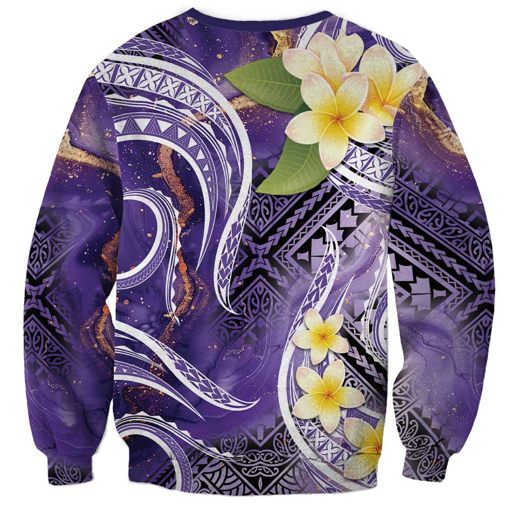 Polynesian Tribal Tattoo Sweatshirt Plumeria Purple Marble Pattern LT9 - Polynesian Pride