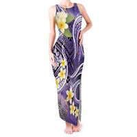Polynesian Tribal Tattoo Tank Maxi Dress Plumeria Purple Marble Pattern LT9 Women Purple - Polynesian Pride