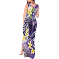 Polynesian Tribal Tattoo Tank Maxi Dress Plumeria Purple Marble Pattern LT9 - Polynesian Pride