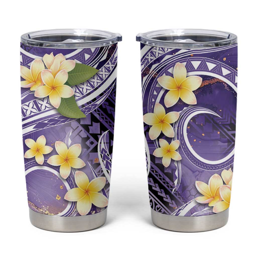 Polynesian Tribal Tattoo Tumbler Cup Plumeria Purple Marble Pattern LT9 Purple - Polynesian Pride