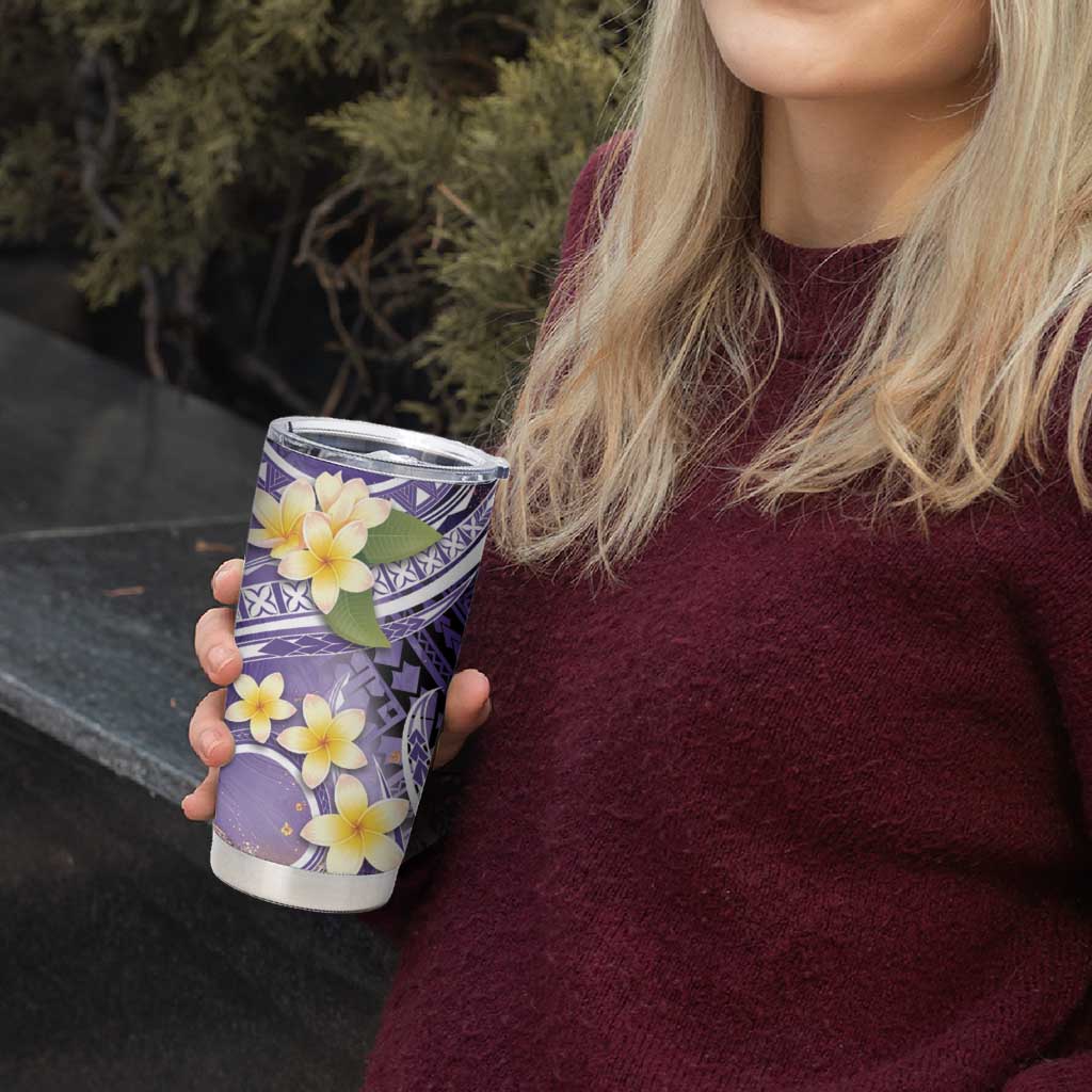 Polynesian Tribal Tattoo Tumbler Cup Plumeria Purple Marble Pattern LT9 - Polynesian Pride