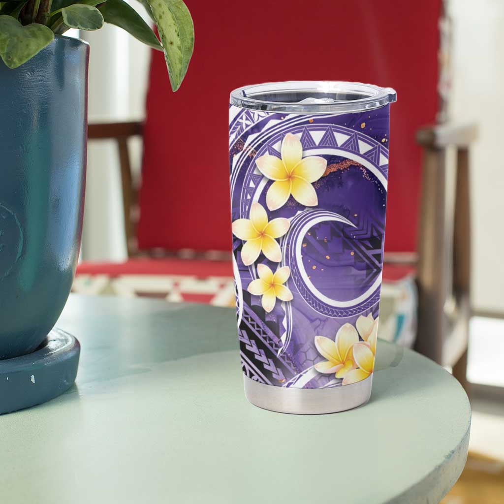 Polynesian Tribal Tattoo Tumbler Cup Plumeria Purple Marble Pattern LT9 - Polynesian Pride