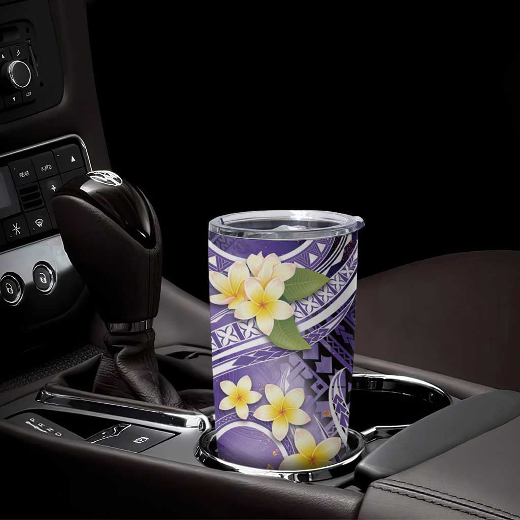 Polynesian Tribal Tattoo Tumbler Cup Plumeria Purple Marble Pattern LT9 - Polynesian Pride