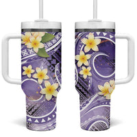 Polynesian Tribal Tattoo Tumbler With Handle Plumeria Purple Marble Pattern LT9 One Size: 40 oz Purple - Polynesian Pride