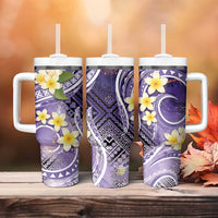 Polynesian Tribal Tattoo Tumbler With Handle Plumeria Purple Marble Pattern LT9 - Polynesian Pride