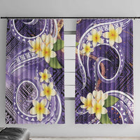 Polynesian Tribal Tattoo Window Curtain Plumeria Purple Marble Pattern LT9 With Hooks Purple - Polynesian Pride