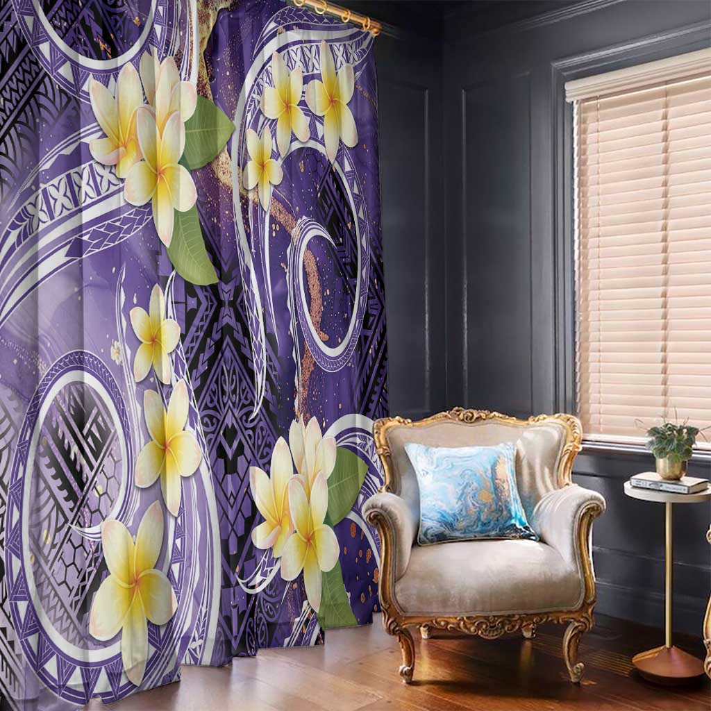 Polynesian Tribal Tattoo Window Curtain Plumeria Purple Marble Pattern LT9 - Polynesian Pride