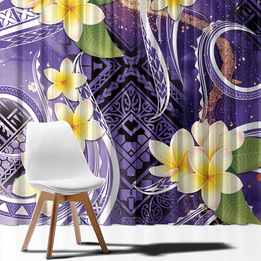 Polynesian Tribal Tattoo Window Curtain Plumeria Purple Marble Pattern LT9 - Polynesian Pride