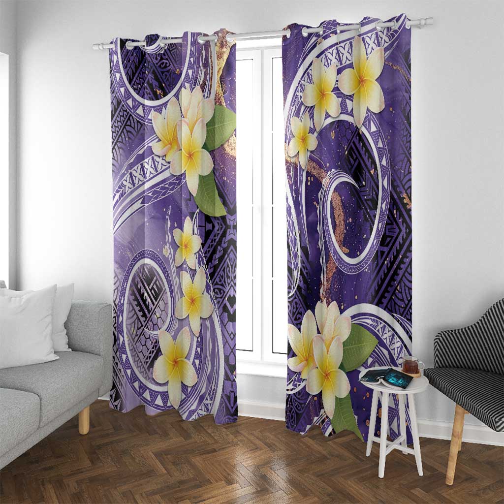 Polynesian Tribal Tattoo Window Curtain Plumeria Purple Marble Pattern LT9 With Grommets Purple - Polynesian Pride