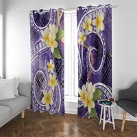 Polynesian Tribal Tattoo Window Curtain Plumeria Purple Marble Pattern LT9 With Grommets Purple - Polynesian Pride