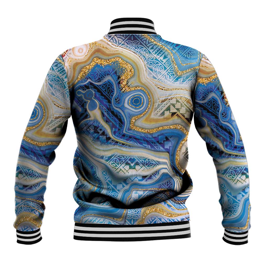 Polynesian Tribal Tattoo Baseball Jacket Swirling Ocean Marble Pattern LT9 - Polynesian Pride