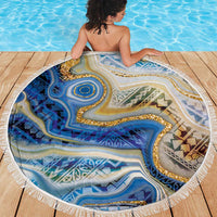 Polynesian Tribal Tattoo Beach Blanket Swirling Ocean Marble Pattern LT9 - Polynesian Pride