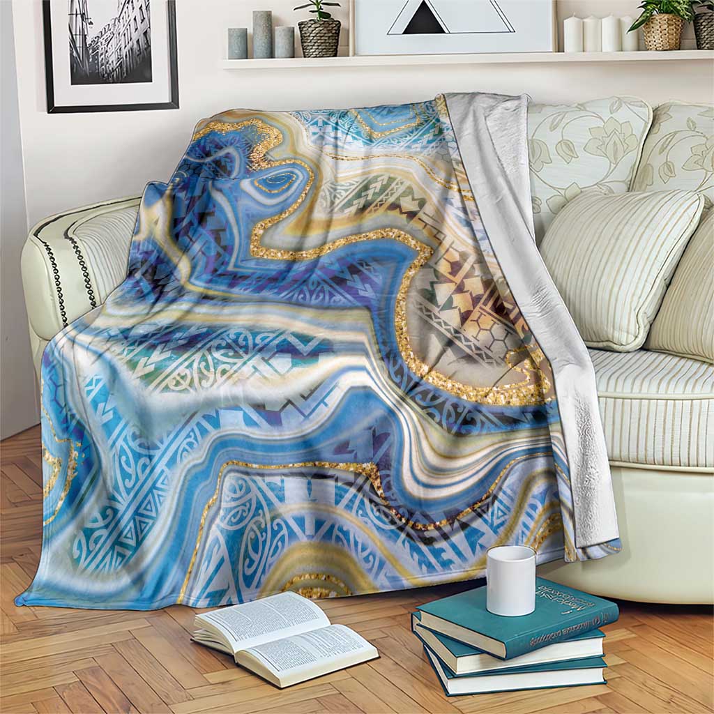 Polynesian Tribal Tattoo Blanket Swirling Ocean Marble Pattern LT9 Ocean - Polynesian Pride