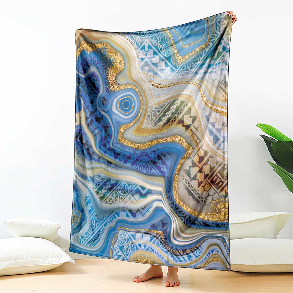 Polynesian Tribal Tattoo Blanket Swirling Ocean Marble Pattern LT9 - Polynesian Pride