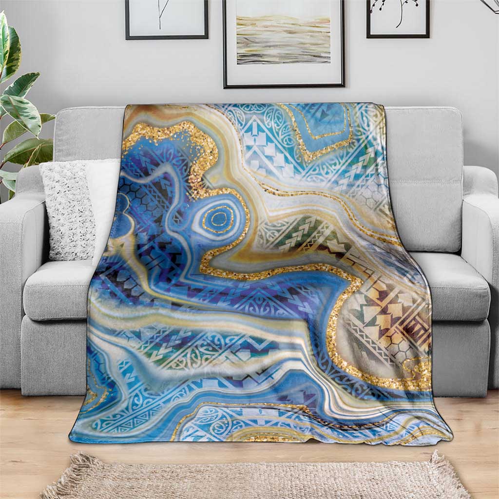 Polynesian Tribal Tattoo Blanket Swirling Ocean Marble Pattern LT9 - Polynesian Pride