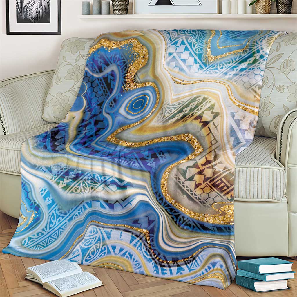 Polynesian Tribal Tattoo Blanket Swirling Ocean Marble Pattern LT9 - Polynesian Pride