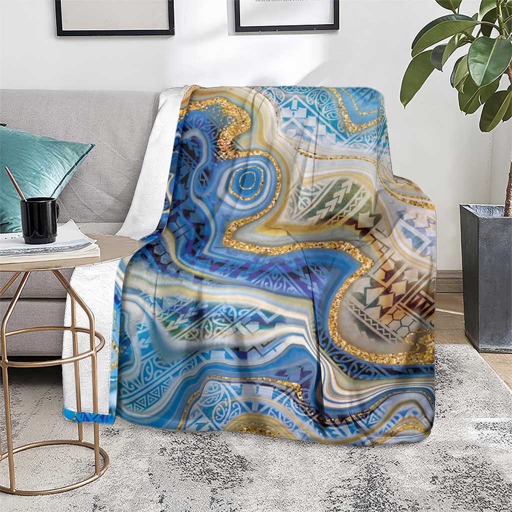 Polynesian Tribal Tattoo Blanket Swirling Ocean Marble Pattern LT9 - Polynesian Pride