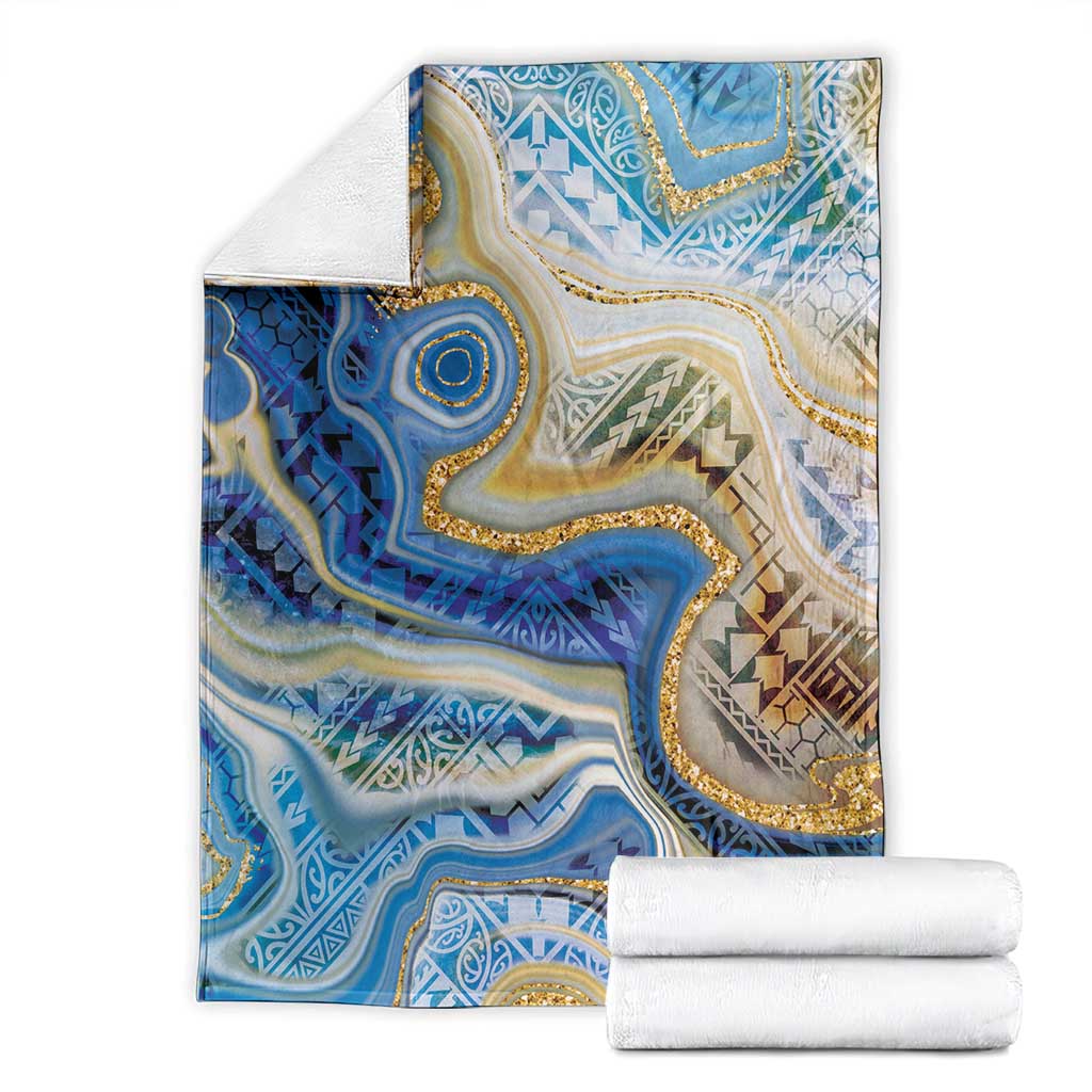 Polynesian Tribal Tattoo Blanket Swirling Ocean Marble Pattern LT9 - Polynesian Pride