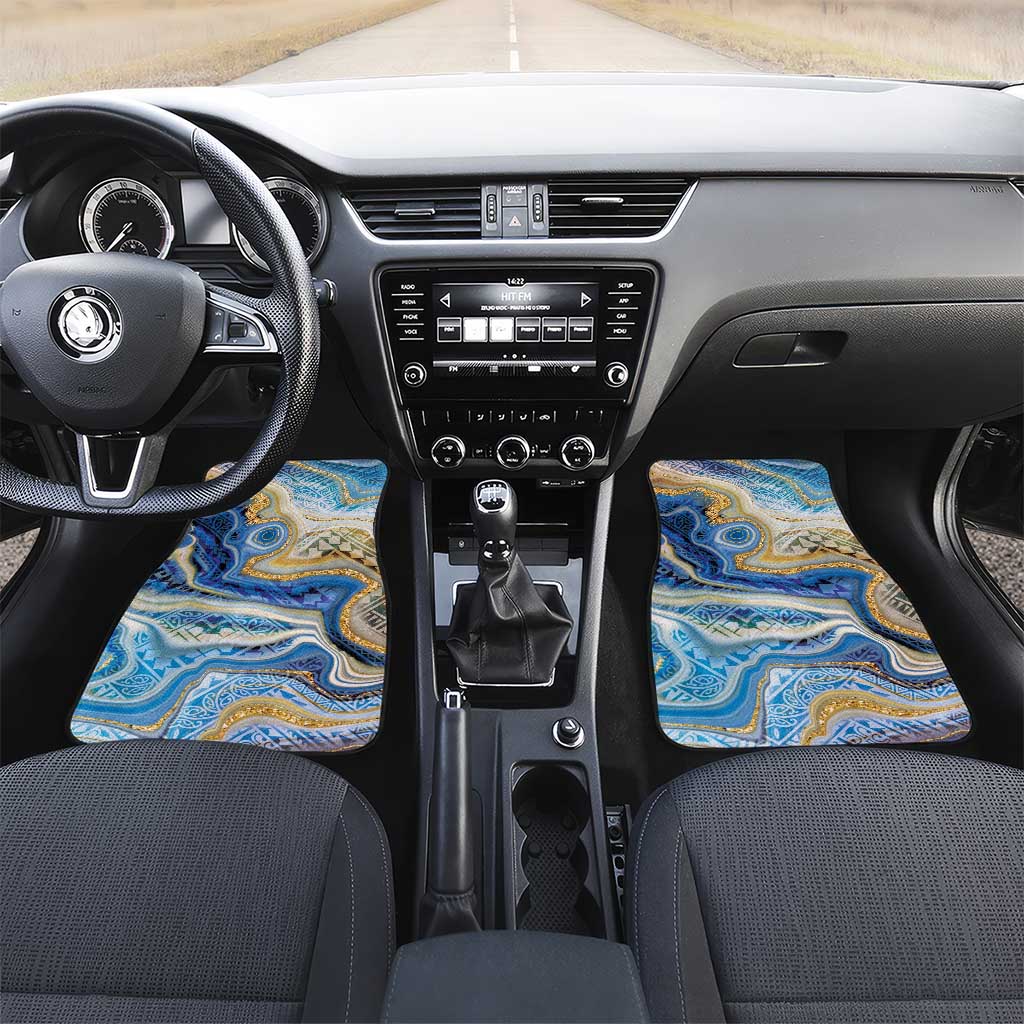 Polynesian Tribal Tattoo Car Mats Swirling Ocean Marble Pattern LT9 Set 2pcs - Front Ocean - Polynesian Pride