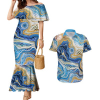 Polynesian Tribal Tattoo Couples Matching Mermaid Dress and Hawaiian Shirt Swirling Ocean Marble Pattern LT9 Ocean - Polynesian Pride