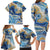 Polynesian Tribal Tattoo Family Matching Long Sleeve Bodycon Dress and Hawaiian Shirt Swirling Ocean Marble Pattern