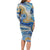 Polynesian Tribal Tattoo Family Matching Long Sleeve Bodycon Dress and Hawaiian Shirt Swirling Ocean Marble Pattern