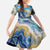 Polynesian Tribal Tattoo Family Matching Off Shoulder Maxi Dress and Hawaiian Shirt Swirling Ocean Marble Pattern