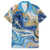 Polynesian Tribal Tattoo Family Matching Off Shoulder Maxi Dress and Hawaiian Shirt Swirling Ocean Marble Pattern