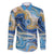 Polynesian Tribal Tattoo Family Matching Off Shoulder Maxi Dress and Hawaiian Shirt Swirling Ocean Marble Pattern