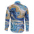 Polynesian Tribal Tattoo Family Matching Off Shoulder Maxi Dress and Hawaiian Shirt Swirling Ocean Marble Pattern