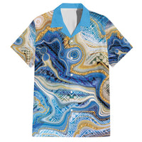 Polynesian Tribal Tattoo Family Matching Short Sleeve Bodycon Dress and Hawaiian Shirt Swirling Ocean Marble Pattern