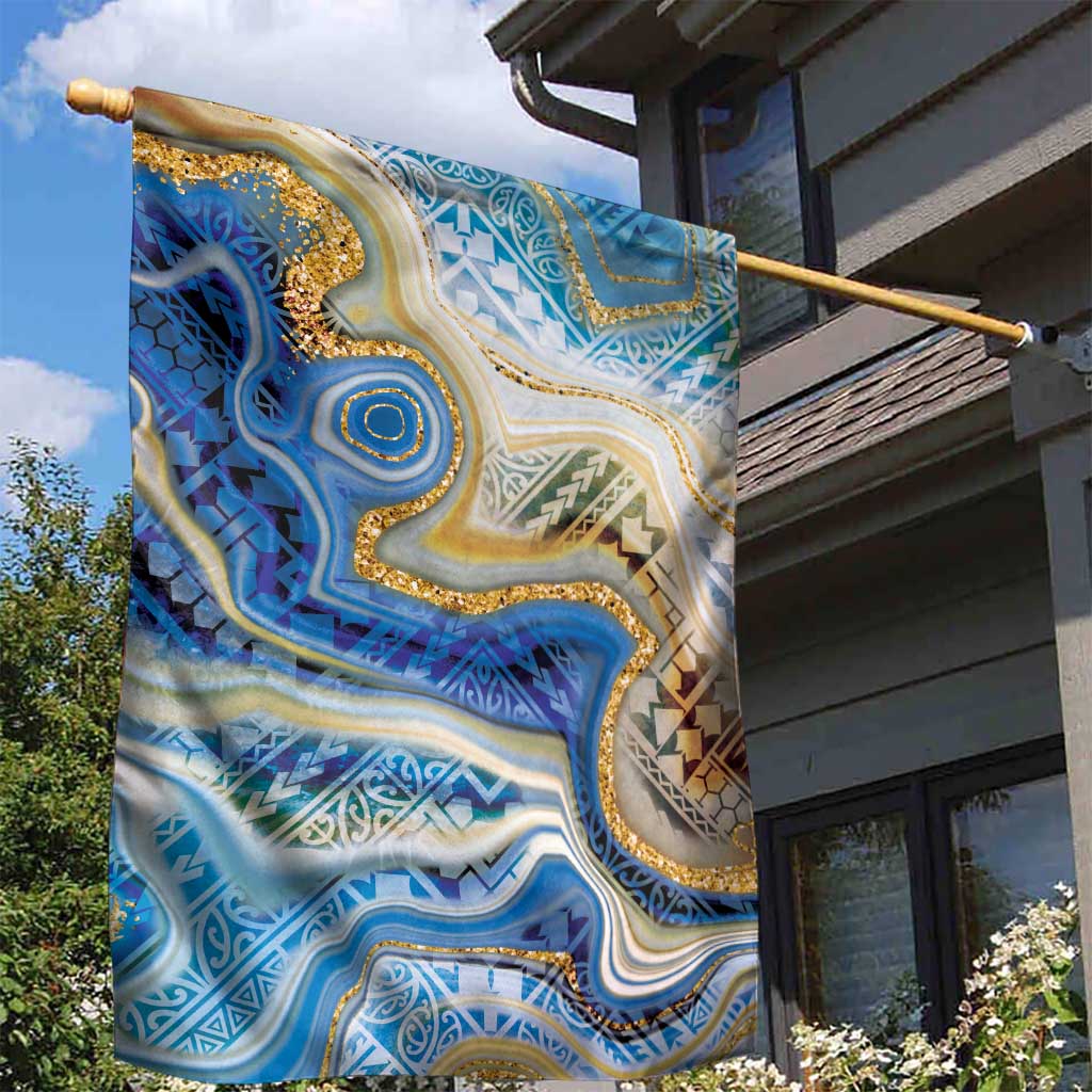 Polynesian Tribal Tattoo Garden Flag Swirling Ocean Marble Pattern LT9 - Polynesian Pride