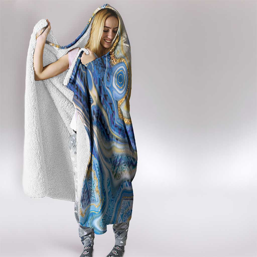 Polynesian Tribal Tattoo Hooded Blanket Swirling Ocean Marble Pattern LT9 - Polynesian Pride