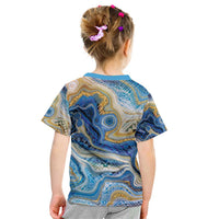 Polynesian Tribal Tattoo Kid T Shirt Swirling Ocean Marble Pattern