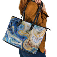 Polynesian Tribal Tattoo Leather Tote Bag Swirling Ocean Marble Pattern LT9 - Polynesian Pride