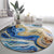 Polynesian Tribal Tattoo Round Carpet Swirling Ocean Marble Pattern