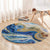 Polynesian Tribal Tattoo Round Carpet Swirling Ocean Marble Pattern