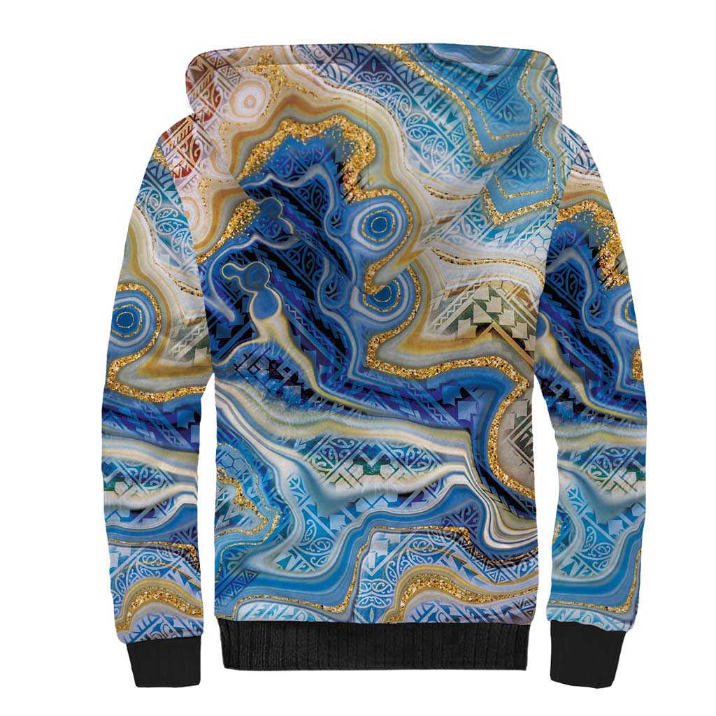 Polynesian Tribal Tattoo Sherpa Hoodie Swirling Ocean Marble Pattern LT9 - Polynesian Pride